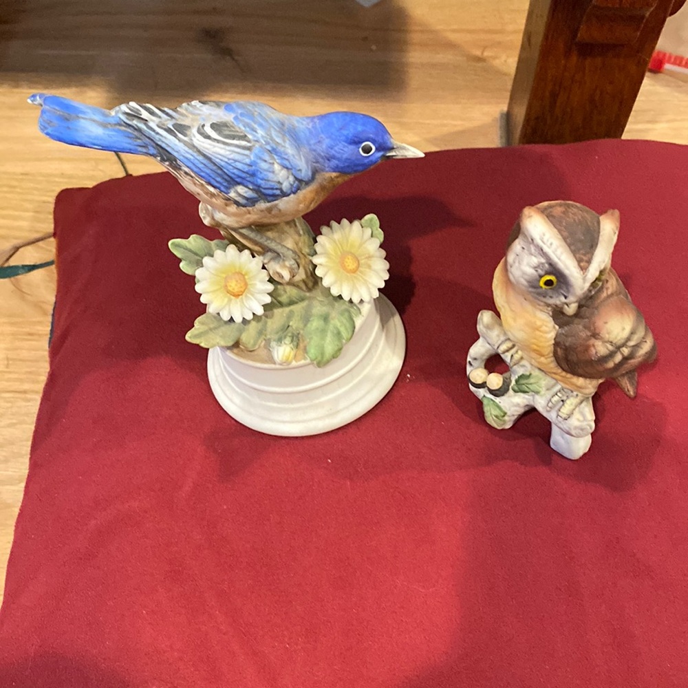 !! Vintage LEFTON & NAPCO Collector Birds - Owl and Bluebird